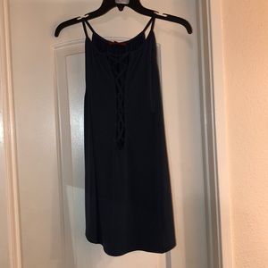 Brand new navy lace up front top